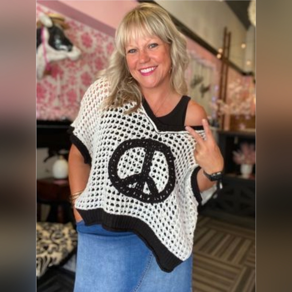 POL Princess In Peace Crochet Peace Sign Top Size Med, Pick Your Color, NWT - Picture 3 of 6